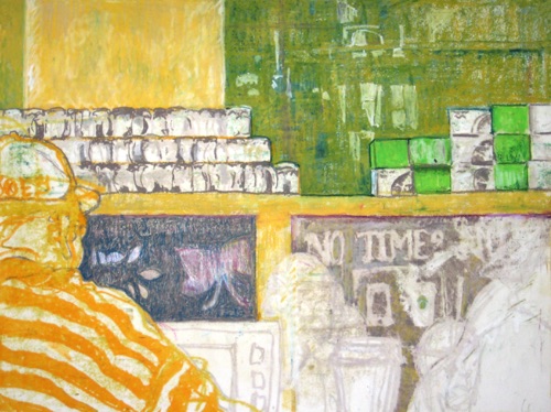Starbucks Stripe;
2015; oil pastel on paper, 18 x 24" Starbucks Stripe;
2015; oil pastel on paper, 18 x 24"